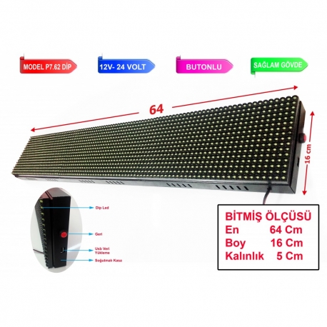 P10 Dip Led 64X16 Sarı