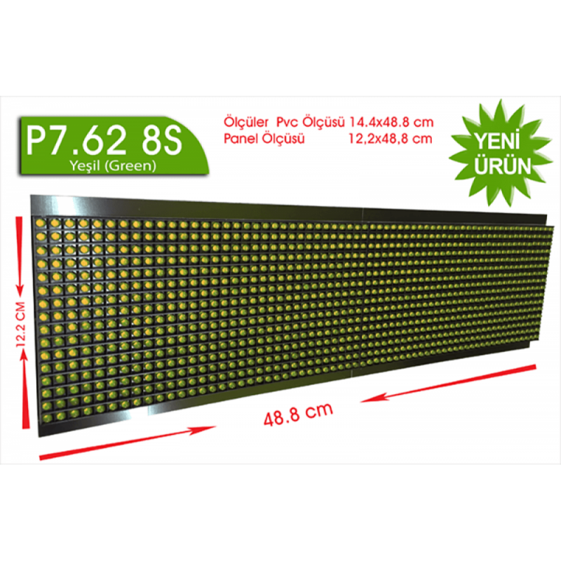 P7 62 8S Dip Yeşil Led Panel 16X64